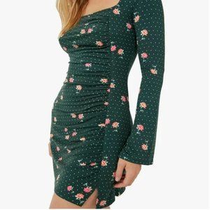 green emerald velvet dress Green Polka Dot Addison Jersey Midi Dress